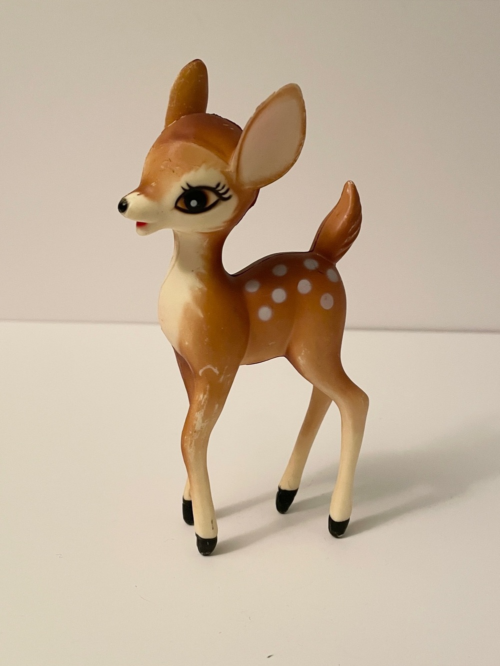Vintage Bambi Deer Fawn Hard Plastic Figurine 6” Tall Hong Kong